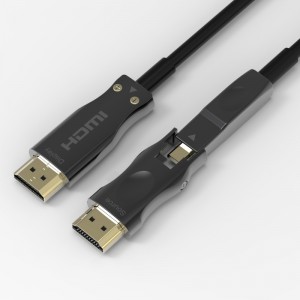Detachable Fiber Optic HDMI Cable Support 4K 60Hz 18Gbps High Speed, with Dual Micro HDMI and Standard HDMI Connectors